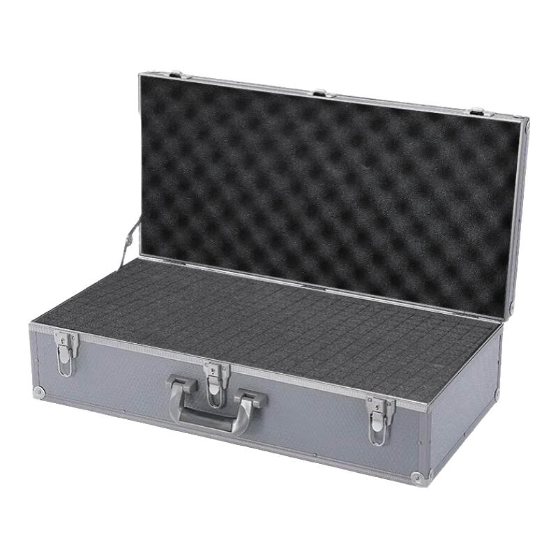 BORY 長方形帶鎖收納箱 鑰匙鎖多功能工具箱大 防震設(shè)備箱  鈦灰色690 加綿