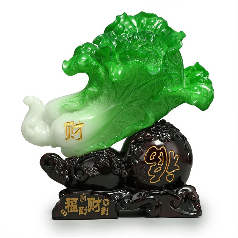 吉善缘《福到财到》玉白菜摆件 大号白菜如意家居客厅酒柜装饰工艺品