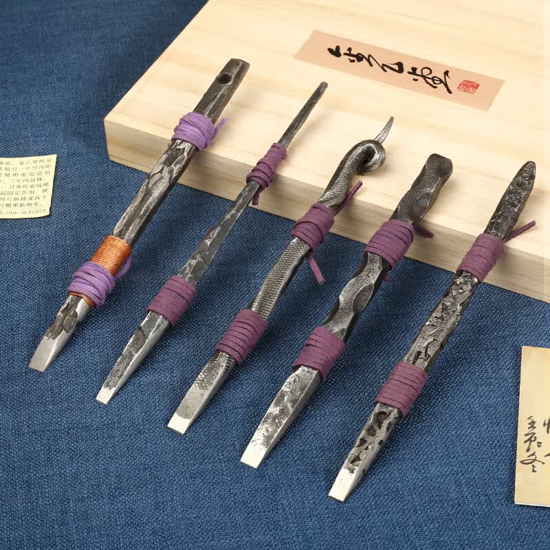 金乙堂篆刻刀套装 印章雕刻刀章料石刻刀 文房四宝金石篆刻工具 经典