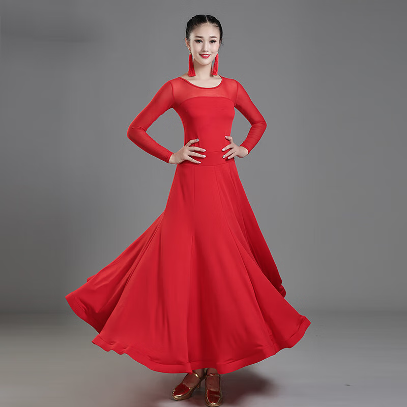 ZERO EVO交谊舞大摆连衣裙女国标舞练功服摩登舞华尔兹演出服 红色 L高性价比高么？