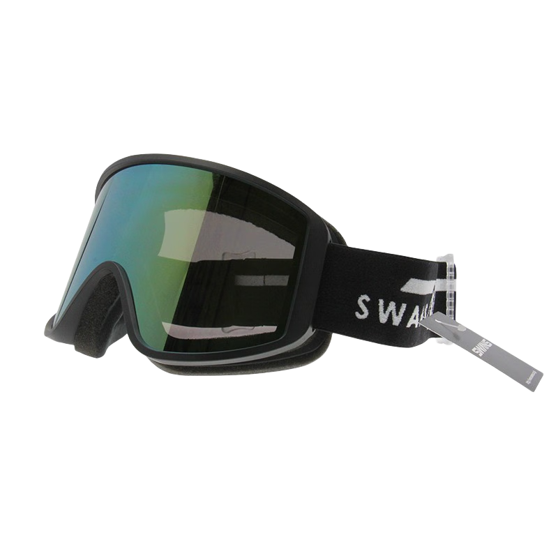 SWANS日本进口防雾滑雪镜可佩戴近视镜滑雪户外装备护目镜180系列4812 炫酷墨绿（可佩戴近视镜）