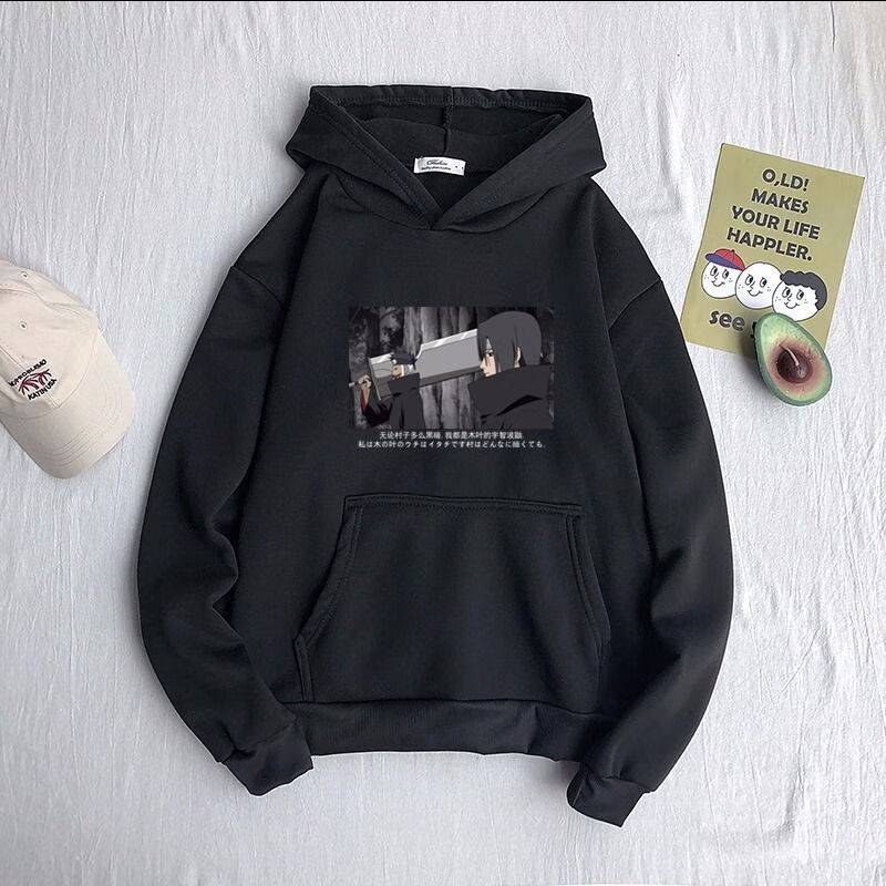 卫衣男加绒加厚韩版宽松潮流学生连帽套头衫秋冬衣服 h69黑色琵琶十藏