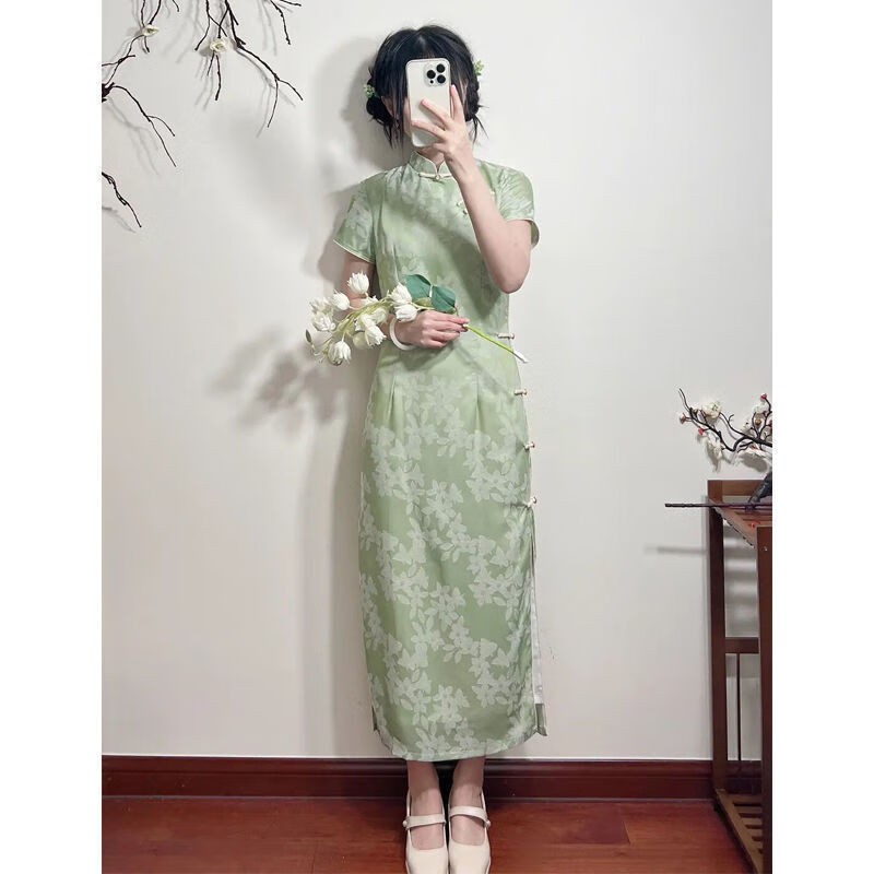 知特胖妹妹旗袍中国风女装夏季显嫩少民国风年轻设计款2023年新款自然