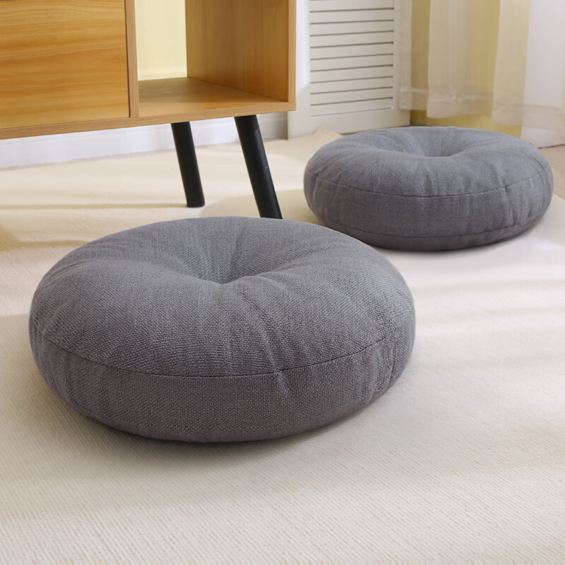 知夢(mèng)人蒲團(tuán)坐墊打坐禪墊榻榻米坐墊地上飄窗客廳地板地毯加厚圓形墊子 神秘灰 直徑50cm厚度15cm（可拆洗）