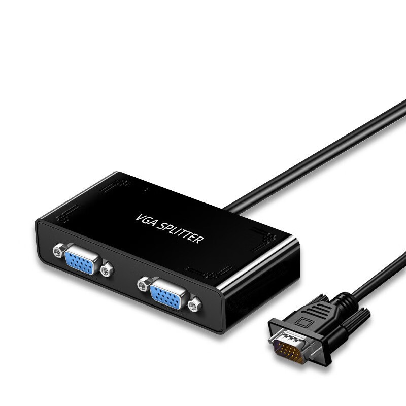 尘土 vga分配器一分二接口转换器实现电脑双屏幕显示器连接线一拖二1