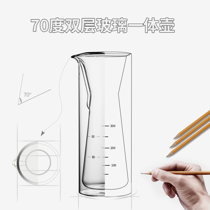 帝國帝國咖啡分享壺 雙層玻璃咖啡濾壺 掛耳咖啡壺手沖滴漏壺 家用滴濾壺咖啡具70度一體壺+濾