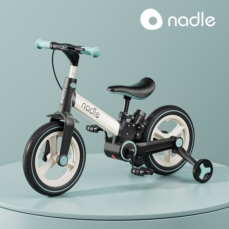纳豆（nadle）儿童自行车3一6岁宝宝二合一平衡车3岁小孩折叠单车有辅助轮男孩 橄榄绿基础款