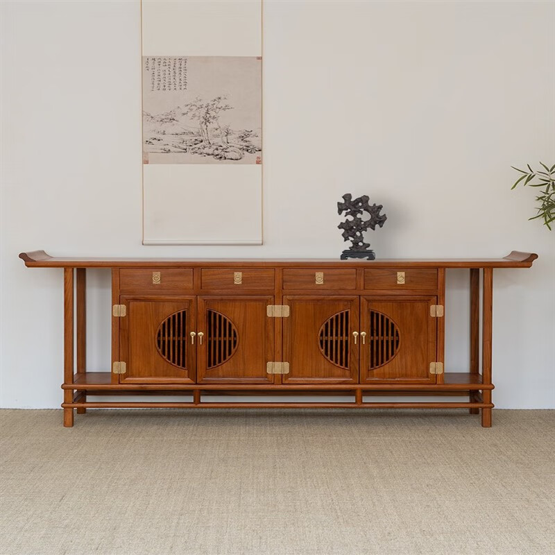 沙发后靠山柜实木家用沙发后背柜新中式玄关柜实木沙发后背柜大容