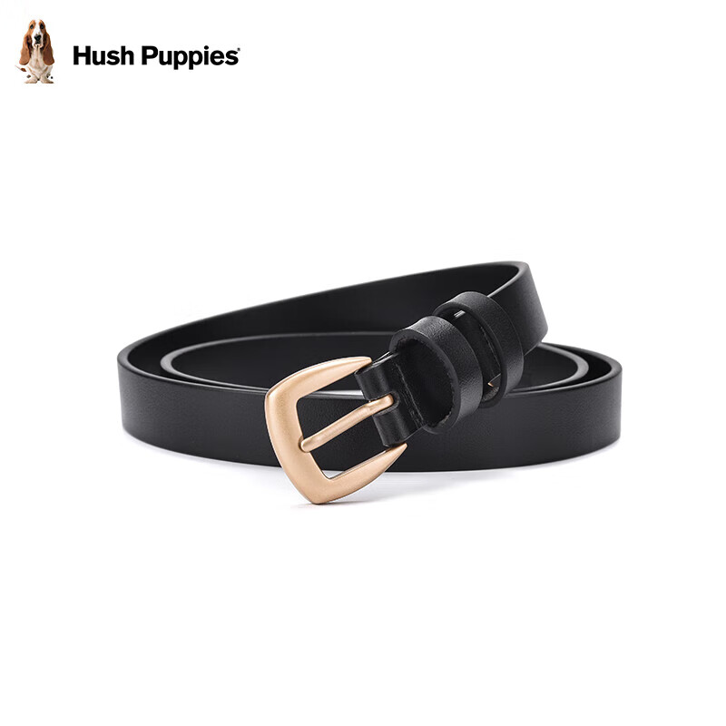 暇步士（Hush Puppies）皮带女时尚个性真皮腰带女潮流配饰针扣女士皮带 黑色 100cm