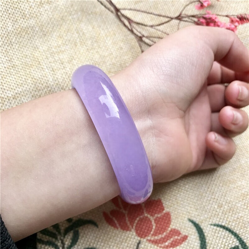 春龙玉镯 玉手镯 女款紫罗兰粉色芙蓉玉石玉镯子石英岩玉器石英岩处理