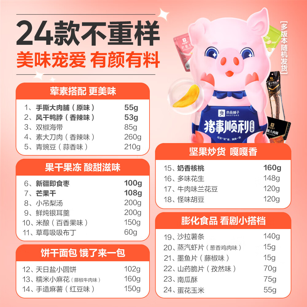 生日礼物 送女友  坚果肉干肉脯辣条 聚会零 1066g 袋装  [零食巨輂]