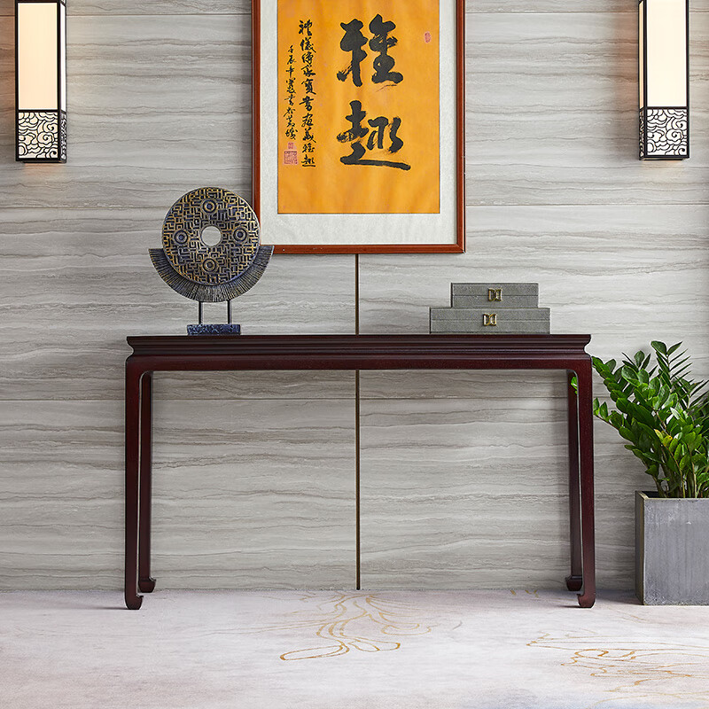 贡艺名居 血檀（学名：染料紫檀）平头案条案实木新中式仿古玄关桌案台条几案几 138条案 预付定金尾款付清发货怎么看?