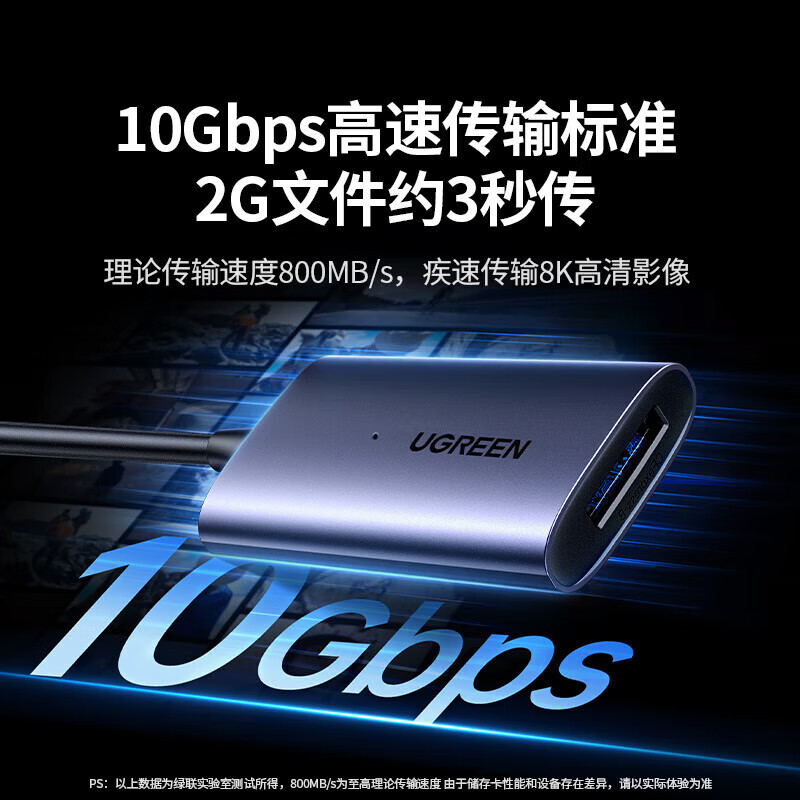绿联多合一读卡器USB3.2高速支持CFA/B/SD/TF/CF型相机行车记录仪监控内存卡手机存储卡 USB/T-C 3.2单cfa