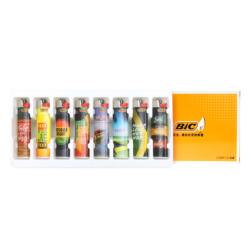 比克（BIC）打火机 J3(放飞自我)纤细系列一次性打火机 法国品牌图案砂轮火机 J3放飞自我整托(图案随机)- 50支