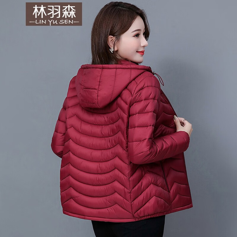 林羽森冬季轻薄棉服女短款薄款女士棉衣中年妈妈冬装外套洋气小棉袄