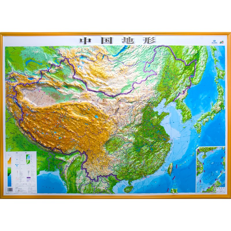 中国立体地形地图 3d立体 全新凹凸立体学生专用版