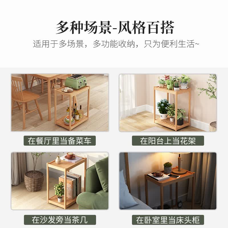 元良电脑主机托架双层 机箱托架电脑打印机置物架落地底座移动收纳架 胡桃色-大号