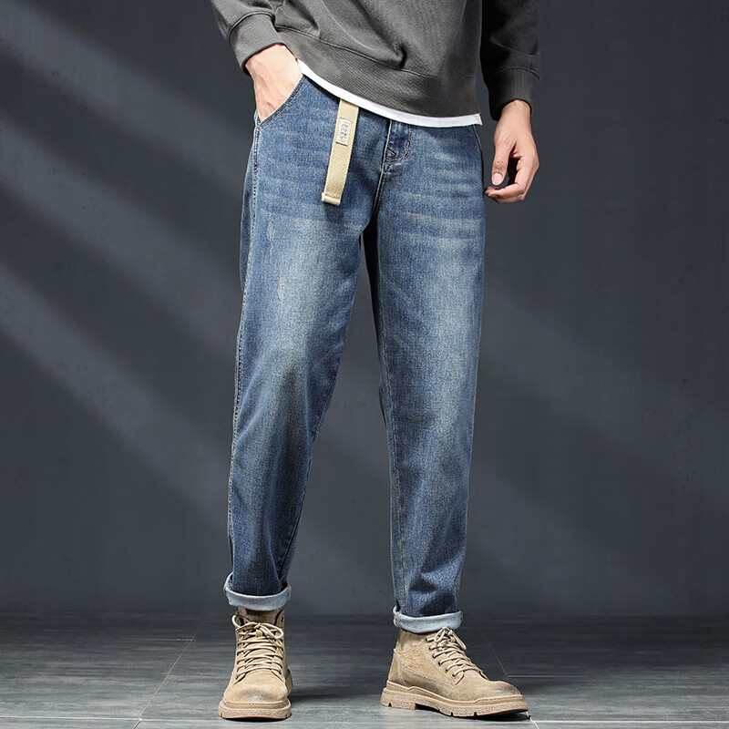 sportsday海澜之家秋冬季老爹裤牛仔裤子男士宽松直筒休闲九分裤男款