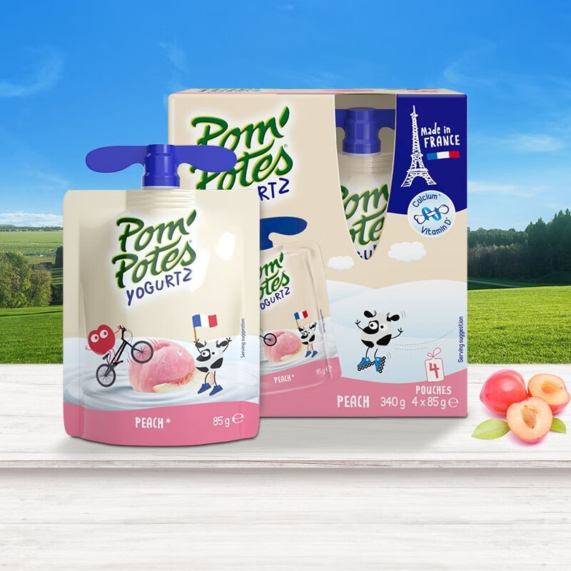 法优乐(pompotes)法国原装进口儿童酸奶宝宝儿童零食 桃子口味 85g*