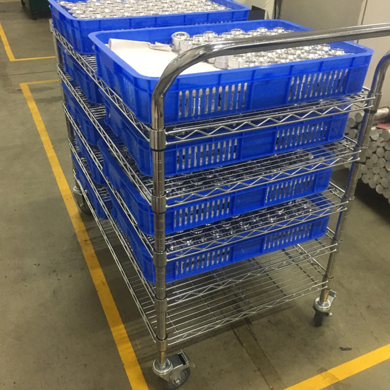 工厂车间用小推车手三层转运车物料架镀铬周转车移动工具车 1060*457*