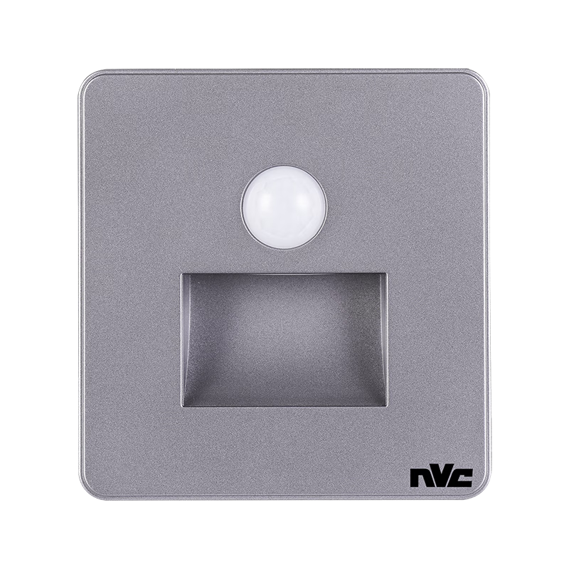 雷士照明 雷士（NVC）地脚灯人体感应嵌入式小夜灯86型追光过道走廊灯氛围-银灰感应款
