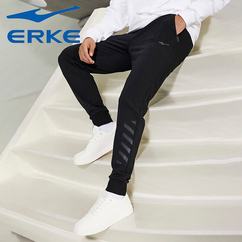 鸿星尔克erke运动裤男长裤新款针织弹力收口小脚卫裤青少年学生红星