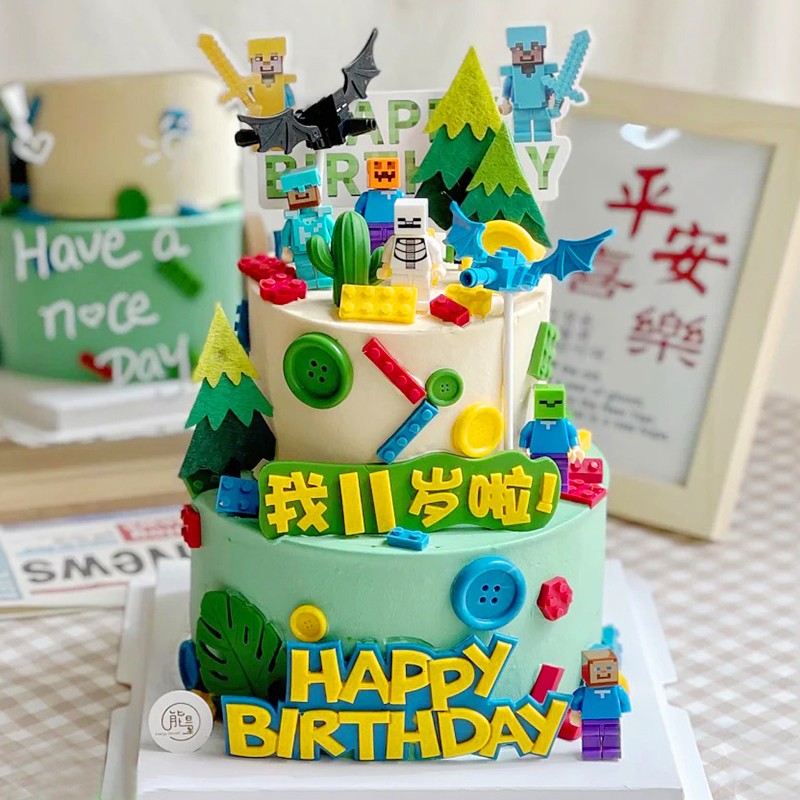 百世今生乐高幻影忍者积木我的世界迷你世界生日蛋糕同城配送儿童蛋糕
