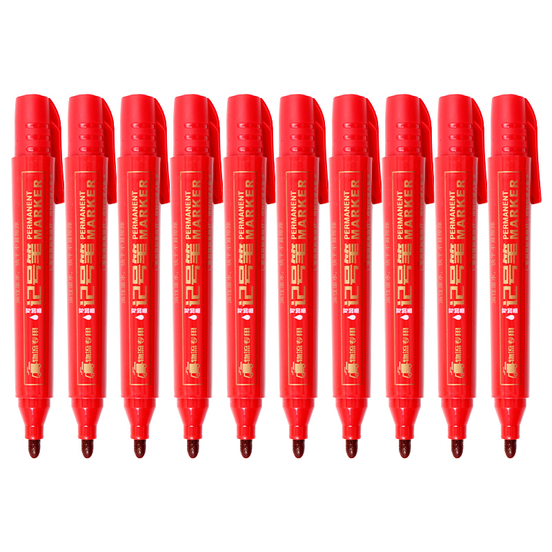 欧标（MATE-IST）油性记号笔物流大头笔标记笔马克笔可加墨10支装B1526 红色
