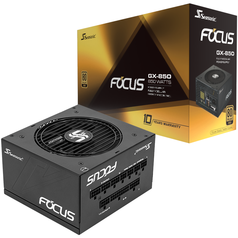 海韻 海韻FOCUS GX750 GX850金牌全模組電腦臺式機電源 ATX3.1電源850W 1000W電源CORE GX650 2024新款 新版Focus GX-850 V4黑色