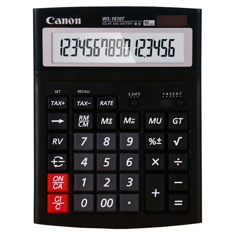 canon佳能计算器ws-1610t 财务会计税率计算机 16位数大屏大号太阳能