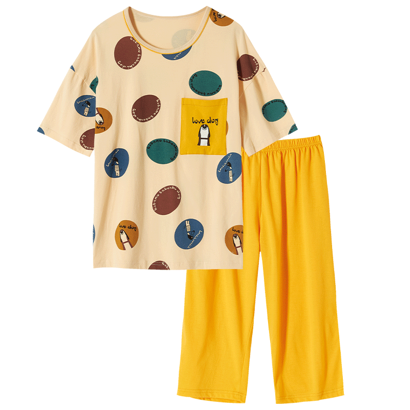 香蜜闺秀GOSO夏季女士家居服简约舒适亲肤睡衣可外穿 3233041黄色 L