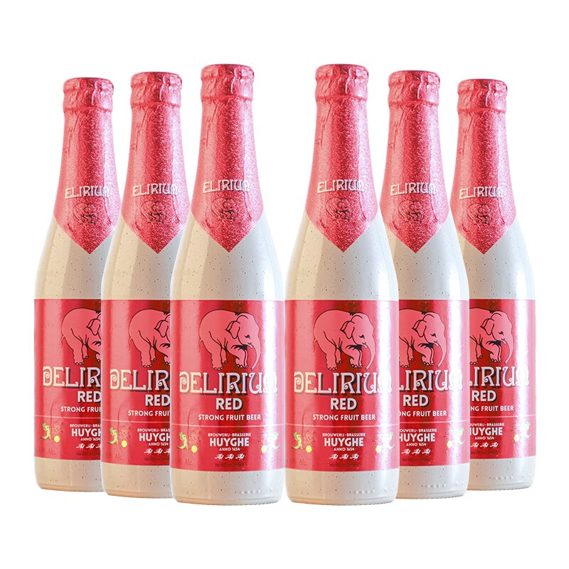 粉象（Delirium）精酿啤酒 比利时原装进口圣诞三料浅深小粉象 樱桃粉330ml 6瓶装樱桃粉象