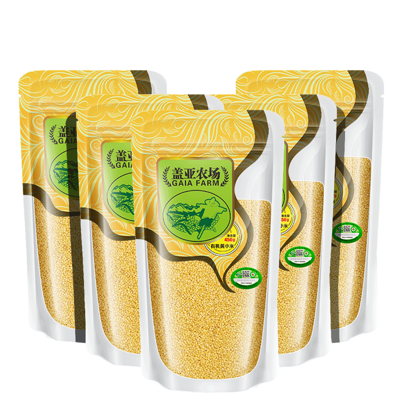 蓋亞農(nóng)場(chǎng)(Gaia Farm) 有機(jī)黃小米(小黃米 小米粥 五谷雜糧粥 有機(jī)粗糧 ) 有機(jī)黃小米450g*5袋