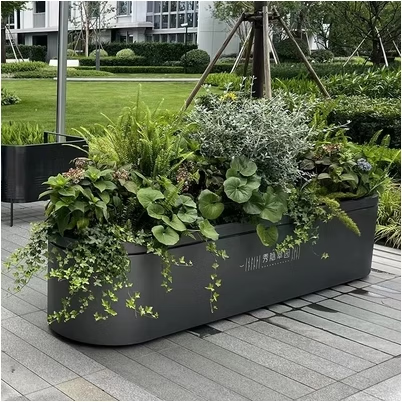 iosn户外铁艺组合不锈钢长方形花池广场售楼部种植箱花坛围 款式1