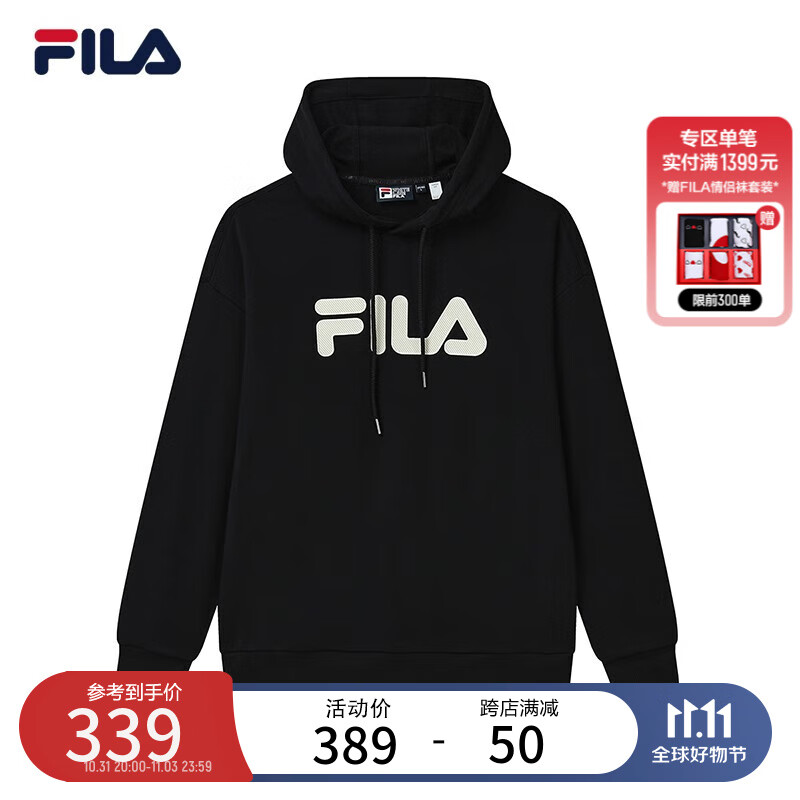 FILA斐乐多彩卫衣情侣卫衣2023宽松时尚连帽套头加绒上衣男女同款 【加绒版】正黑色-BK 175/96A/L使用感如何?