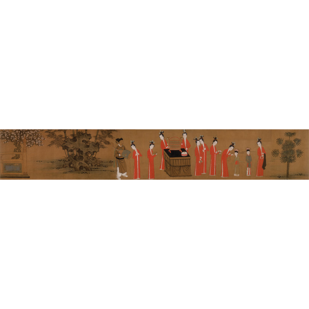 《歌乐图》客厅中堂卷轴挂画古代仕女画高清微喷复制临摹装饰画 歌乐图画心未装裱 宣纸画心（适于装裱）25.5x158.7