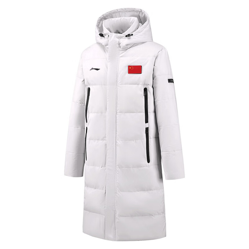 冬季新款国家队长款羽绒服男女国旗款大衣情侣外套训练服运动员 白色