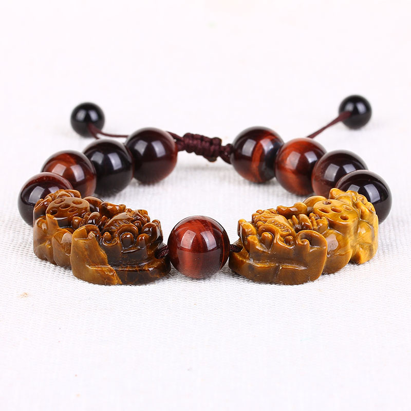 红虎眼石手链 男款貔貅手串鹰眼石红玛瑙转运珠生日节日送男友 c款