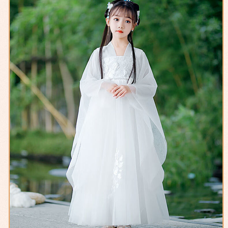迪士尼(disney)童装汉服女童襦裙新款儿童古装飘逸古筝裙女宝宝中国风