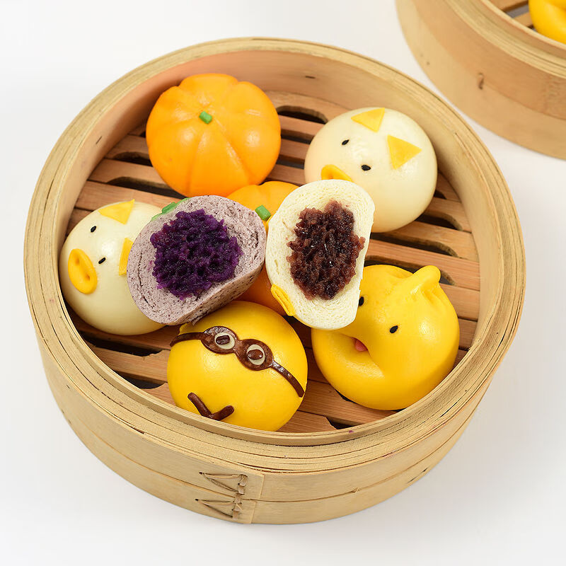 马小贾卡通包子奶黄包馒头早餐半成品兔子猪猪香蕉包豆沙包 5款组合卡通包【4包40个】