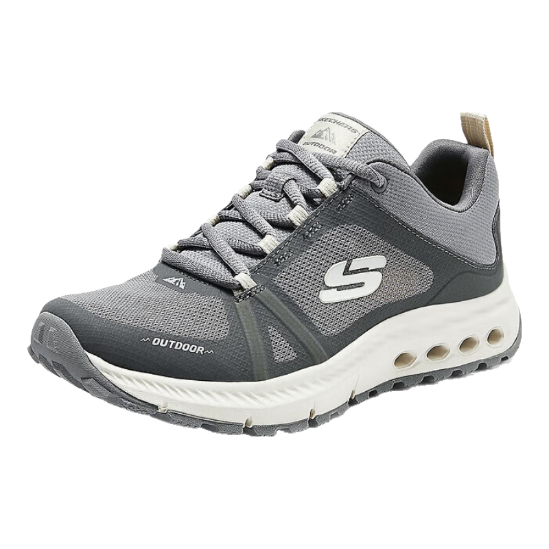 斯凱奇（Skechers）女士綁帶戶外鞋透氣速干灰色輕質(zhì)緩震180154