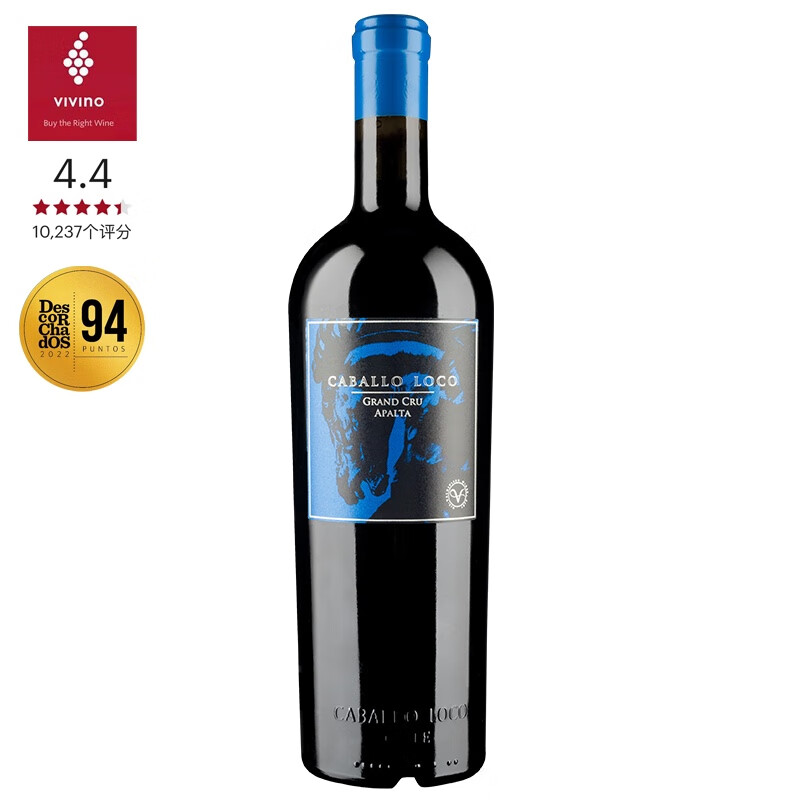 疯马（CABALLO LOCO）[VIVINO4.6] 智利小疯马 阿帕塔佳美娜混酿干红 高分推荐红葡萄酒 单支装750mL