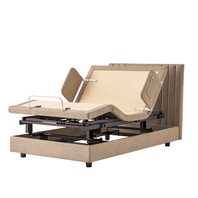 世道智能床多功能床老人單人電動(dòng)護(hù)理床家用帶整床全自動(dòng)升降加寬 1520H科技皮配海綿床墊-1/2護(hù)欄