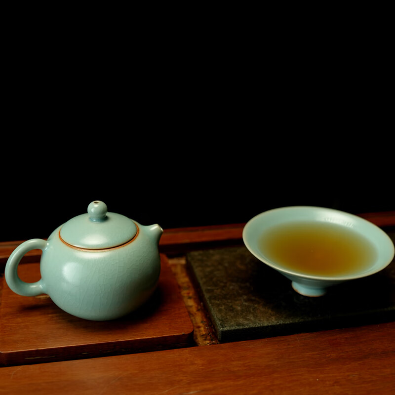 汝誉天下汝窑茶具茶壶西施壶小茶壶汝州清凉寺汝瓷天青冰裂纹手工泡茶壶 小西施 120ml