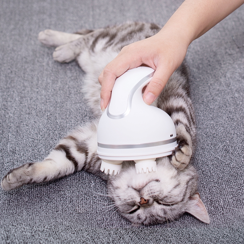 抖音同款撸猫神器宠物猫咪电动按摩器头部小爪子自动盘猫器狗抓痒 白