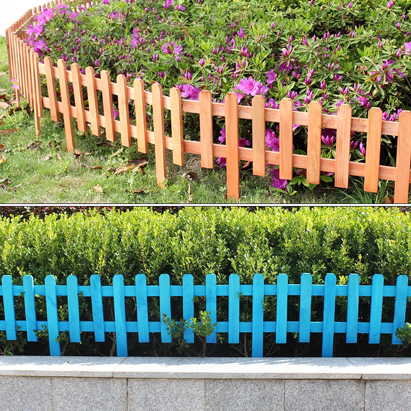 围栏实木篱笆草坪花园庭院装饰菜园碳化木花栅栏花坛插地围墙田园护栏