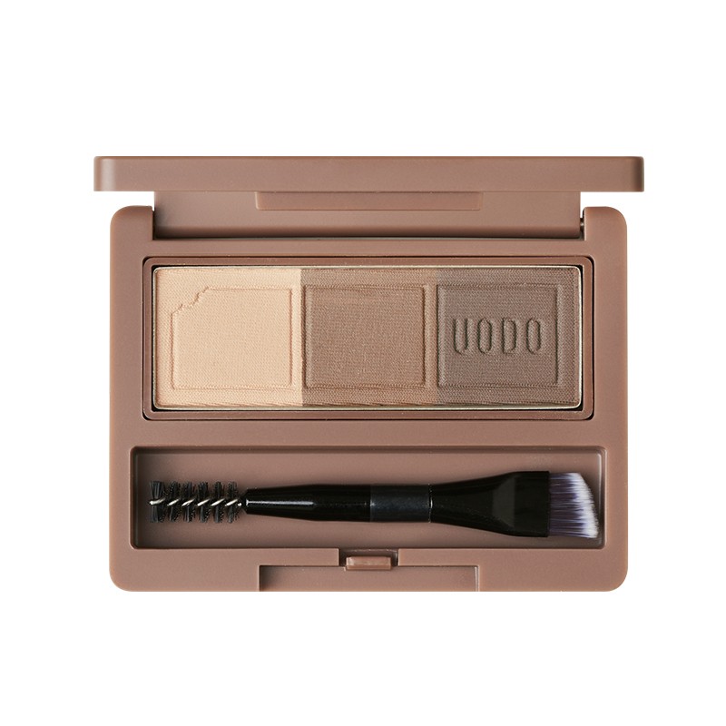 优沃朵 uodo眉粉盘三色防水防汗不脱色持久女眼部修容自然立体不晕染易上色初学者 B21暖糖棕 咖调