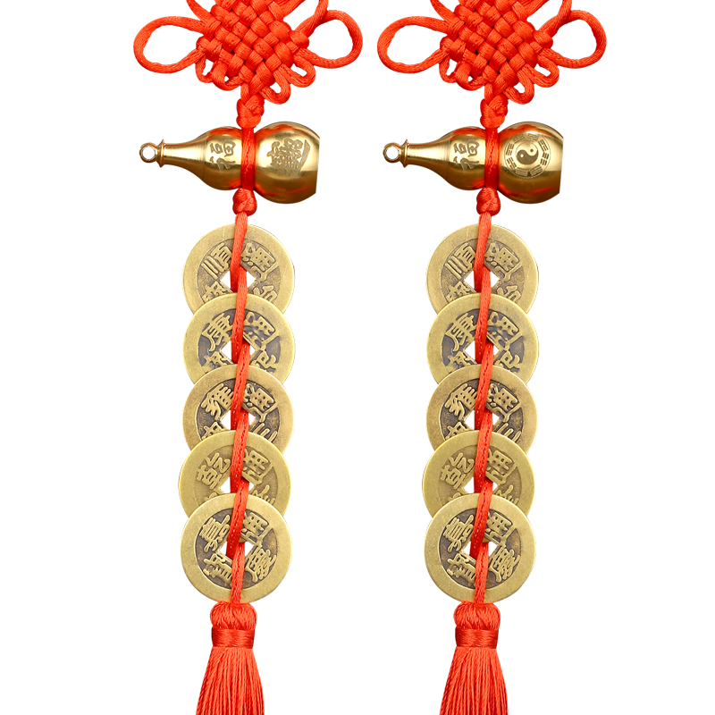 挂门装饰！五帝钱葫芦门对门挂件铜钱过门槛乔迁新居吉祥结装饰价格走势分析|查装饰摆件价格历史