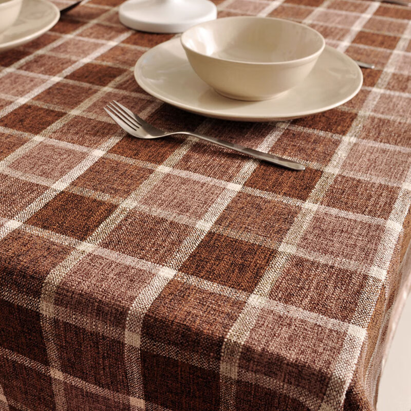 思篇经典欧式格子桌布加厚布艺餐厅餐桌布长方形现代简约台布茶几盖巾