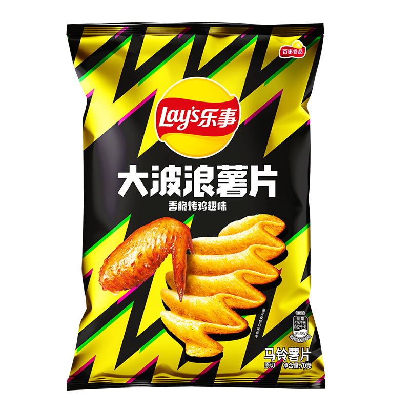 Lay's 乐事 大波浪 马铃薯片 香脆烤鸡翅味 70g